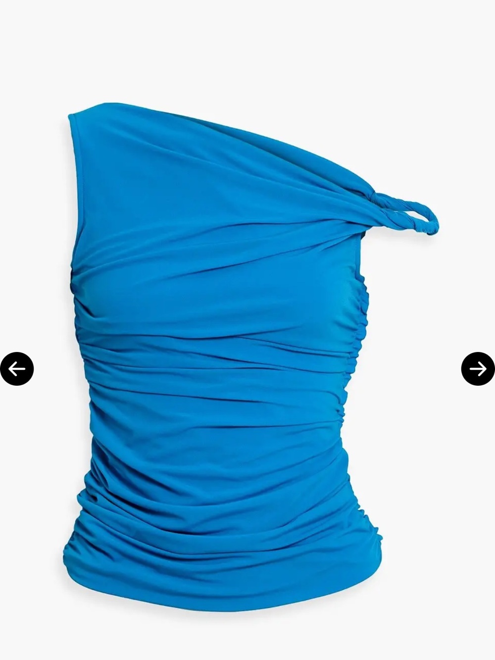 NWOT HELMUT LANG TOPAZ BLUE TWISTED OFF  SHOULDER TANK TOP - Size XL